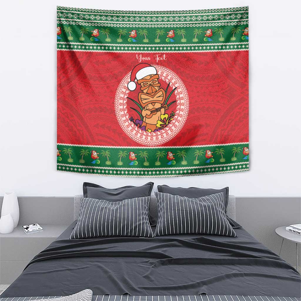 Personalized Hawaii Christmas Tapestry Tiki Santa Mele Kalikimaka
