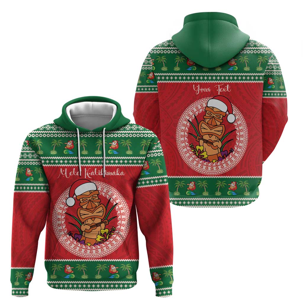 Personalized Hawaii Christmas Zip Hoodie Tiki Santa Mele Kalikimaka
