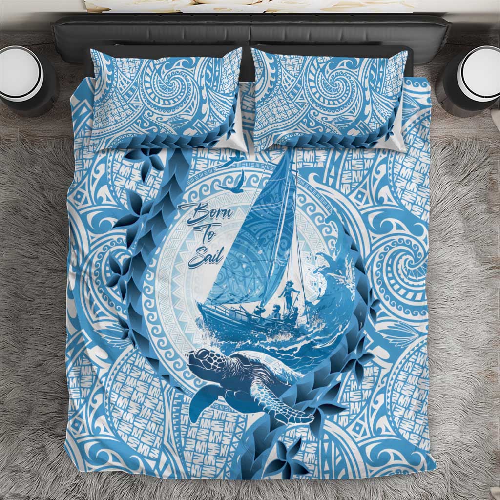New Zealand Sailing Bedding Set Aotearoa Yacht Racing - Born To Sail LT14 Blue - Polynesian Pride