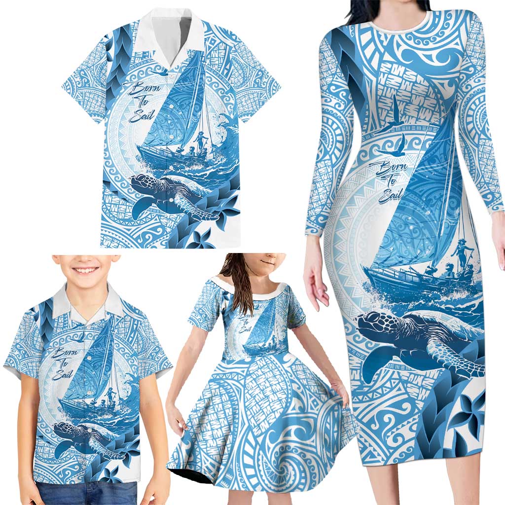 New Zealand Saling Family Matching Long Sleeve Bodycon Dress and Hawaiian Shirt Aotearoa Yacht Racing - Born To Sail