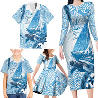 New Zealand Saling Family Matching Long Sleeve Bodycon Dress and Hawaiian Shirt Aotearoa Yacht Racing - Born To Sail