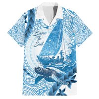 New Zealand Sailing Family Matching Short Sleeve Bodycon Dress and Hawaiian Shirt Aotearoa Yacht Racing - Born To Sail LT14 Dad's Shirt - Short Sleeve Blue - Polynesian Pride