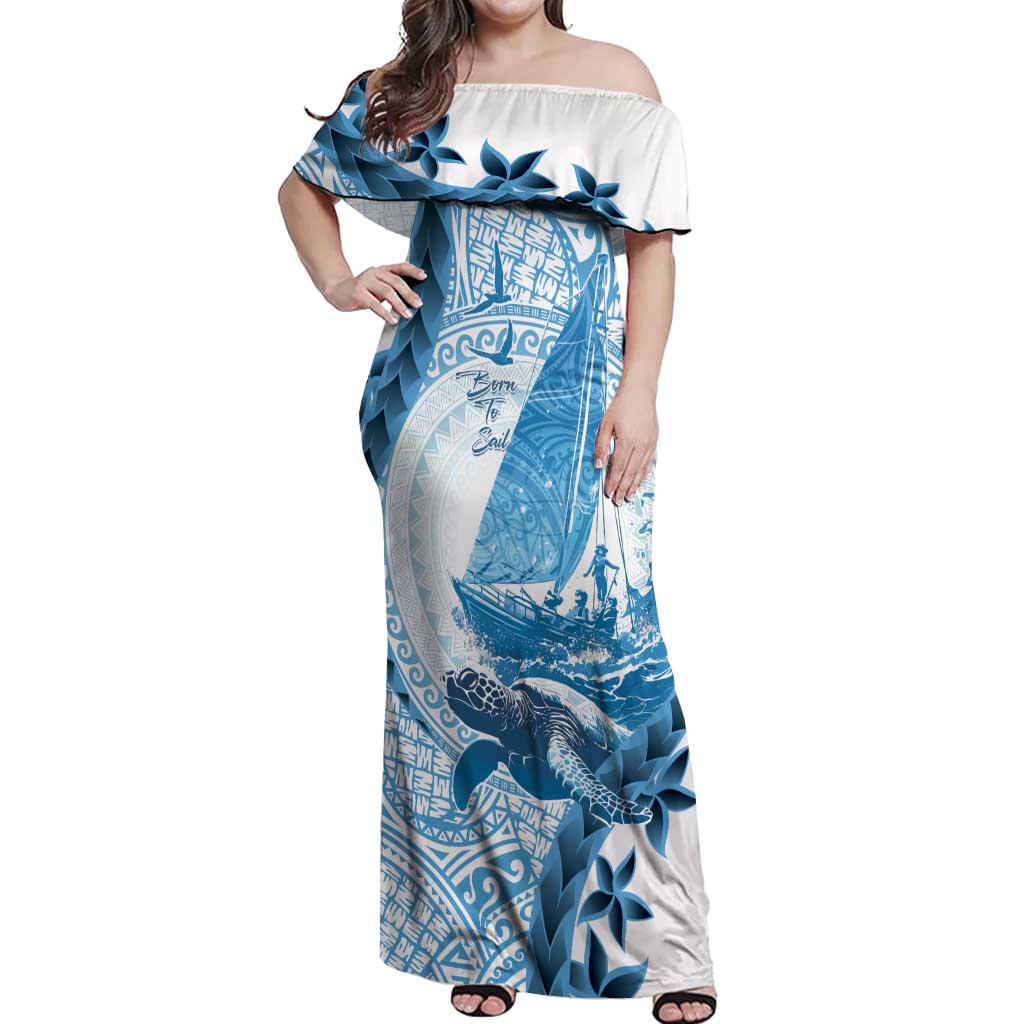 New Zealand Saling Off Shoulder Maxi Dress Aotearoa Yacht Racing - Born To Sail