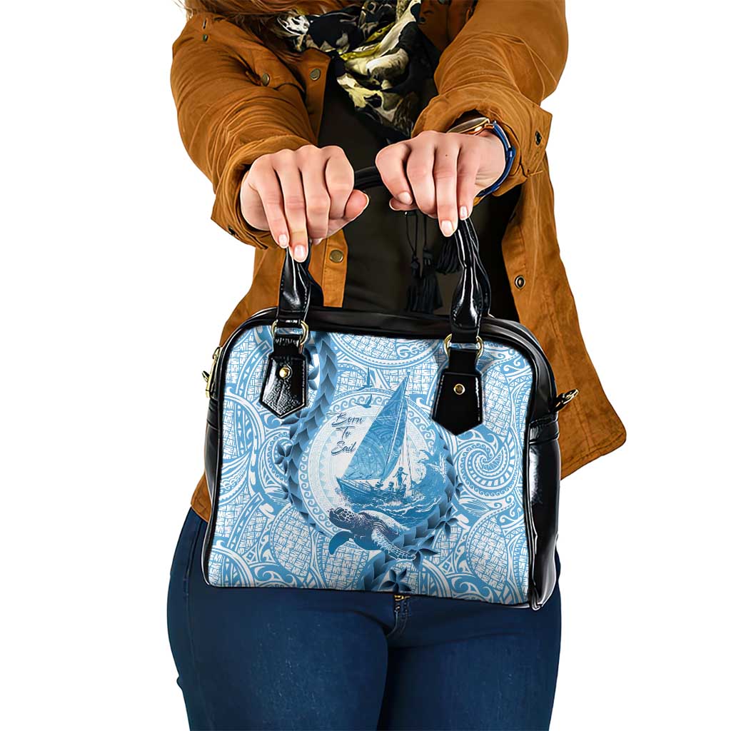 New Zealand Sailing Shoulder Handbag Aotearoa Yacht Racing - Born To Sail LT14 One Size Blue - Polynesian Pride