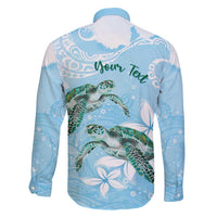 Personalised Polynesia Valentine's Day Family Matching Long Sleeve Bodycon Dress and Hawaiian Shirt SeaTurtle Couple Polynesian - Fairy Sparkles Color