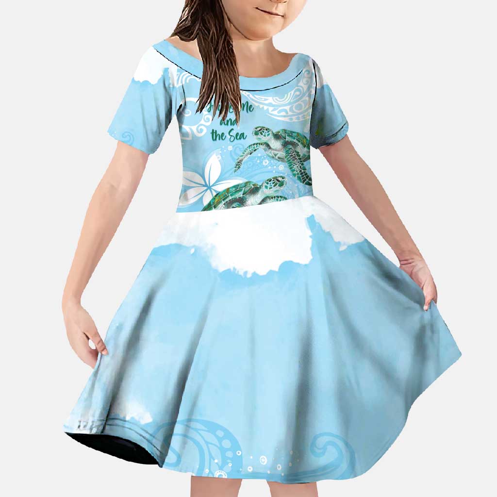 Personalised Polynesia Valentine's Day Family Matching Tank Maxi Dress and Hawaiian Shirt SeaTurtle Couple Polynesian - Fairy Sparkles Color LT14 Daughter's Dress Blue - Polynesian Pride