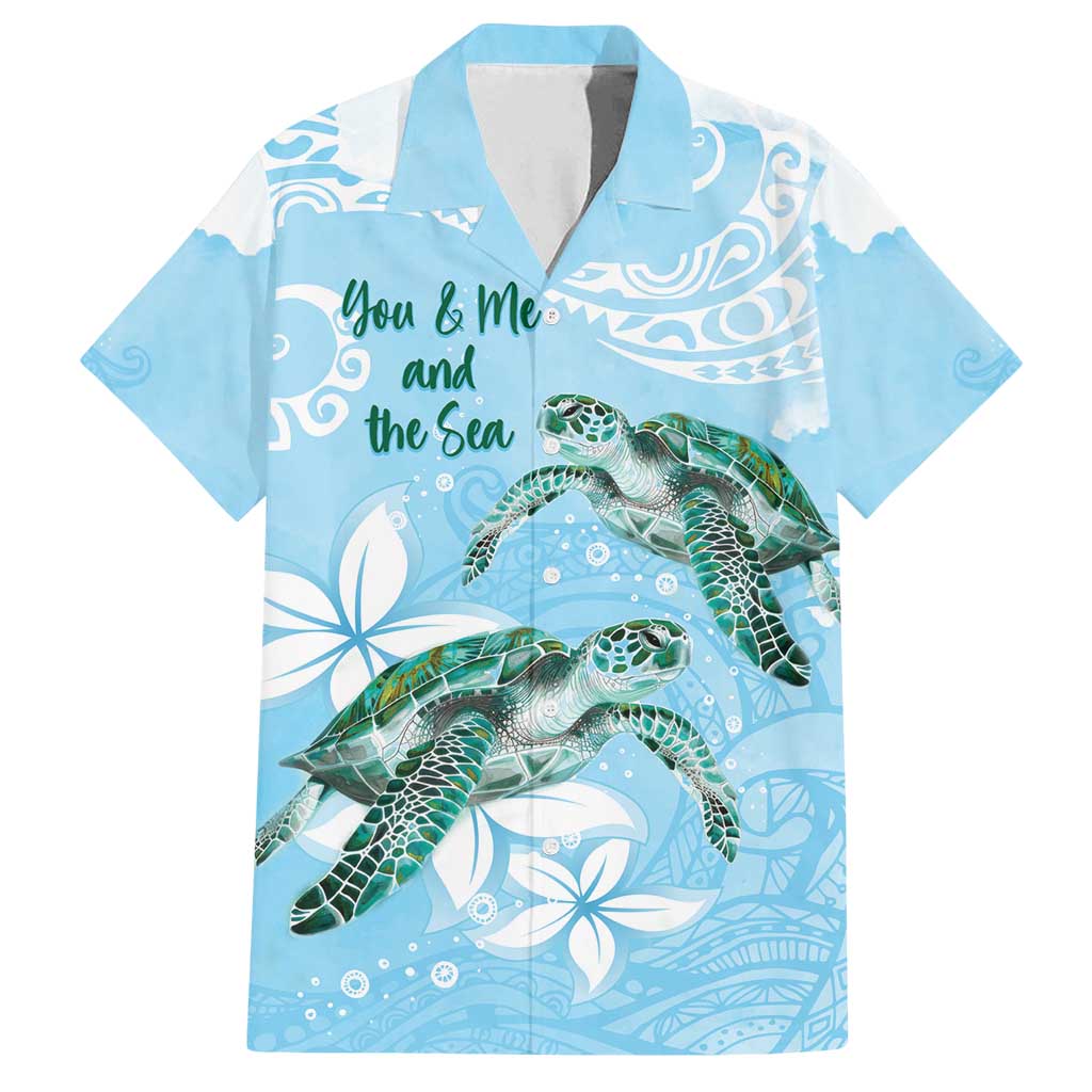 Personalised Polynesia Valentine's Day Family Matching Tank Maxi Dress and Hawaiian Shirt SeaTurtle Couple Polynesian - Fairy Sparkles Color LT14 Dad's Shirt - Short Sleeve Blue - Polynesian Pride