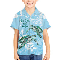 Personalised Polynesia Valentine's Day Family Matching Tank Maxi Dress and Hawaiian Shirt SeaTurtle Couple Polynesian - Fairy Sparkles Color LT14 Son's Shirt Blue - Polynesian Pride