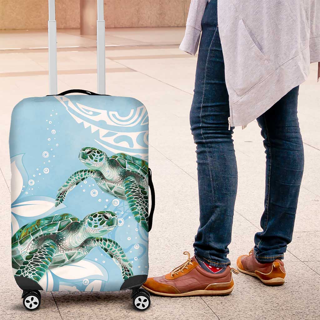 Polynesia Valentine's Day Luggage Cover SeaTurtle Couple Polynesian - Fairy Sparkles Color LT14 Blue - Polynesian Pride
