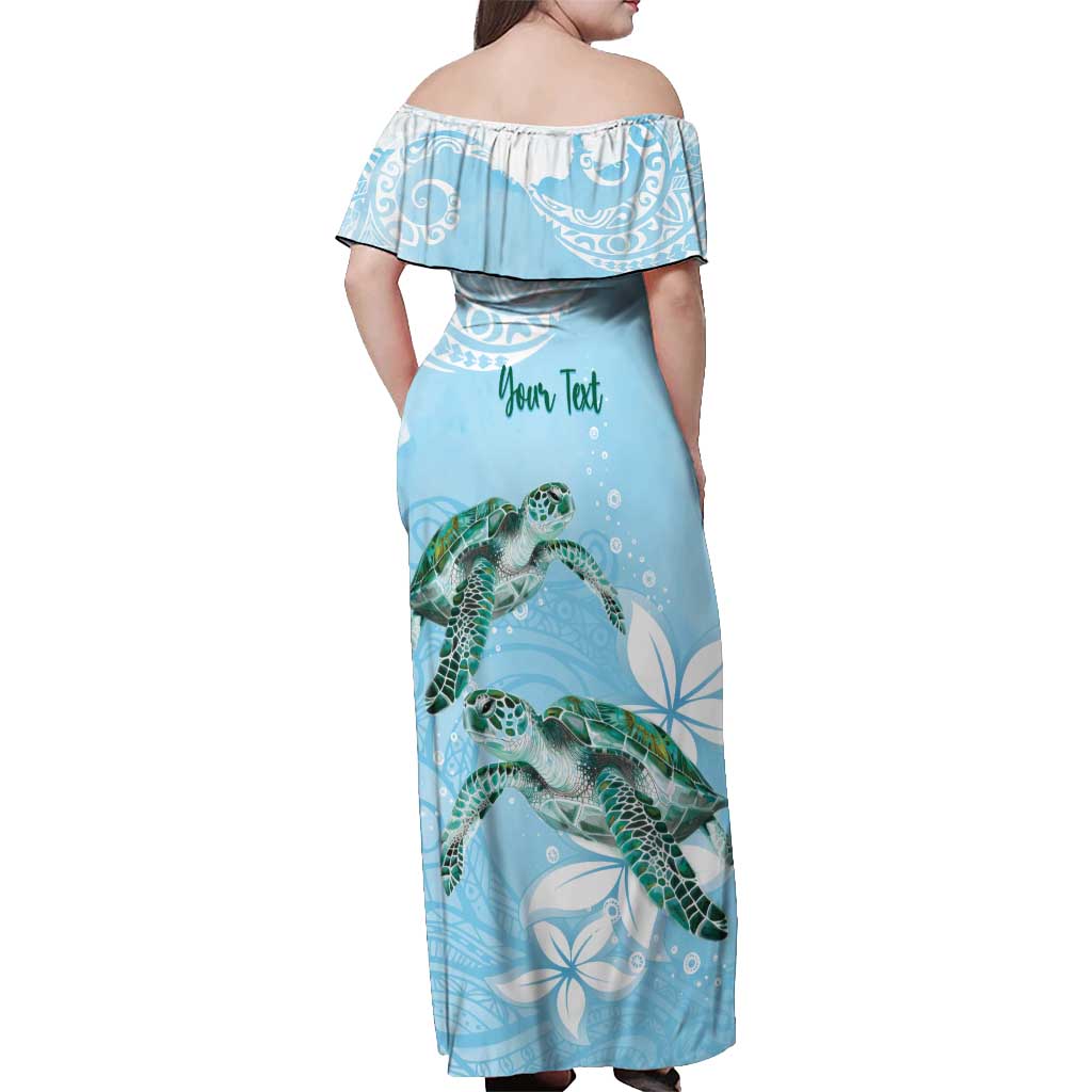 Personalised Polynesia Valentine's Day Off Shoulder Maxi Dress SeaTurtle Couple Polynesian - Fairy Sparkles Color
