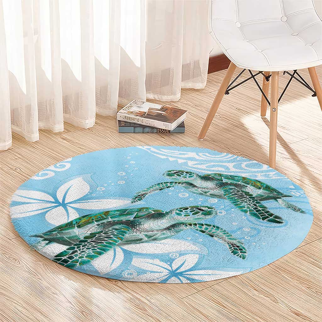 Polynesia Valentine's Day Round Carpet SeaTurtle Couple Polynesian - Fairy Sparkles Color LT14 - Polynesian Pride