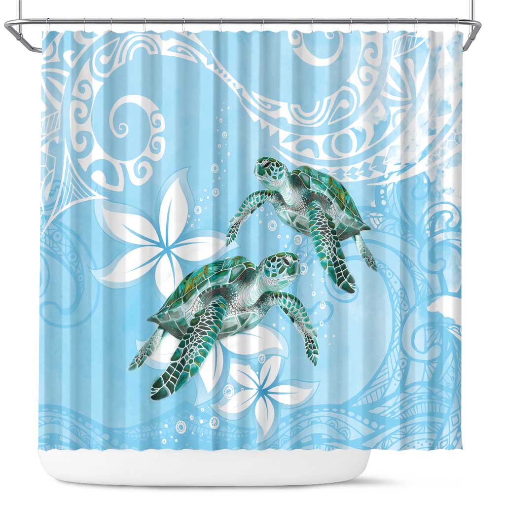 Polynesia Valentine's Day Shower Curtain SeaTurtle Couple Polynesian - Fairy Sparkles Color LT14 Blue - Polynesian Pride