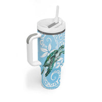 Personalised Polynesia Valentine's Day Tumbler With Handle SeaTurtle Couple Polynesian - Fairy Sparkles Color