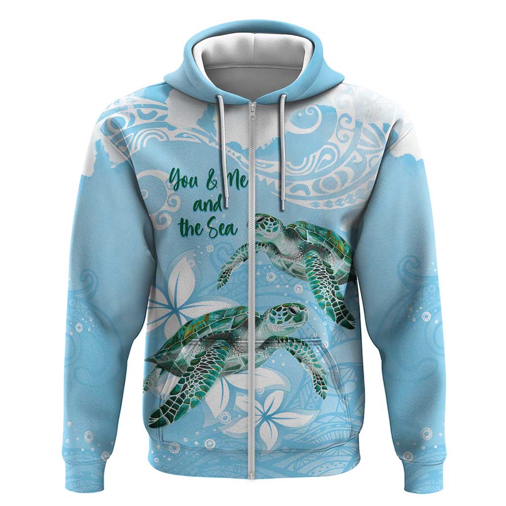 Personalised Polynesia Valentine's Day Zip Hoodie SeaTurtle Couple Polynesian - Fairy Sparkles Color LT14 Zip Hoodie Blue - Polynesian Pride
