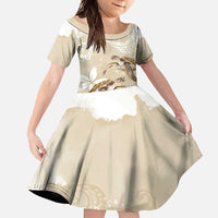 Happy Valentine's Day Polynesia Family Matching Tank Maxi Dress and Hawaiian Shirt SeaTurtle Couple Polynesian - Pollinate Color LT14 Daughter's Dress Beige - Polynesian Pride