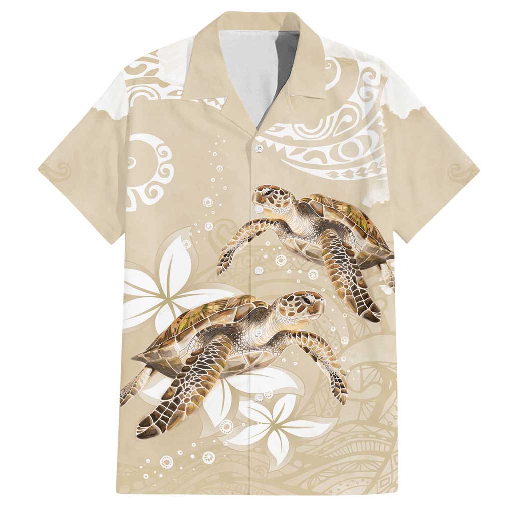 Happy Valentine's Day Polynesia Family Matching Tank Maxi Dress and Hawaiian Shirt SeaTurtle Couple Polynesian - Pollinate Color LT14 Dad's Shirt - Short Sleeve Beige - Polynesian Pride