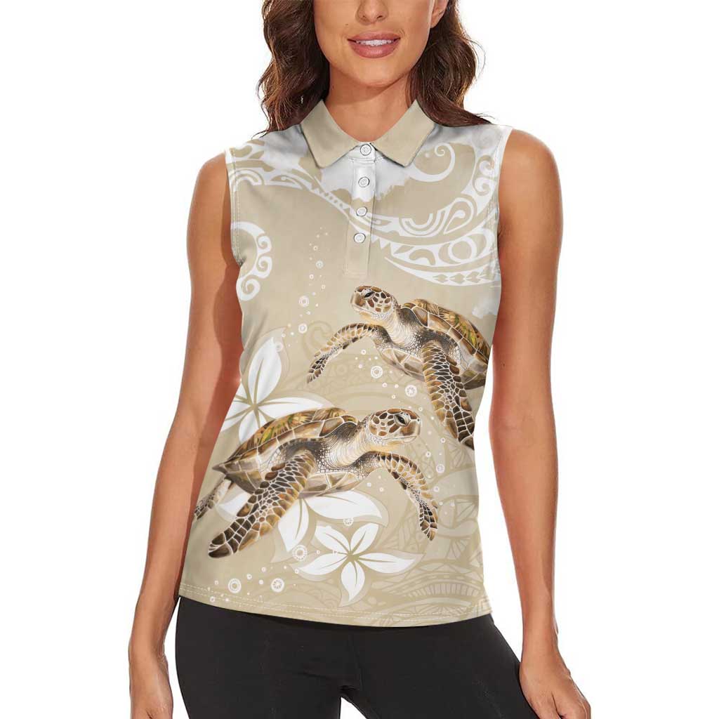 Happy Valentine's Day Polynesia Women Sleeveless Polo Shirt SeaTurtle Couple Polynesian - Pollinate Color