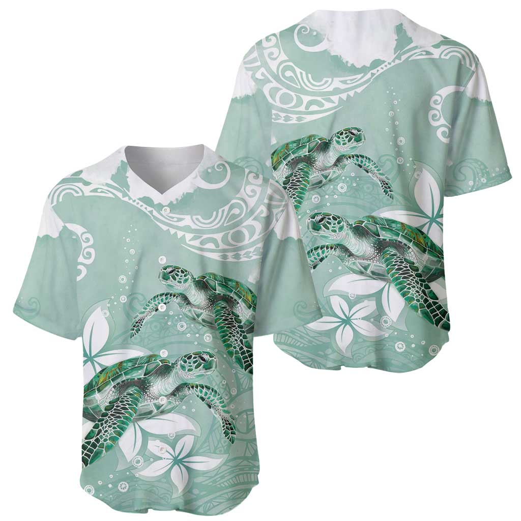 Happy Valentine's Day Polynesia Baseball Jersey SeaTurtle Couple Polynesian - Green Lester Color LT14 - Polynesian Pride