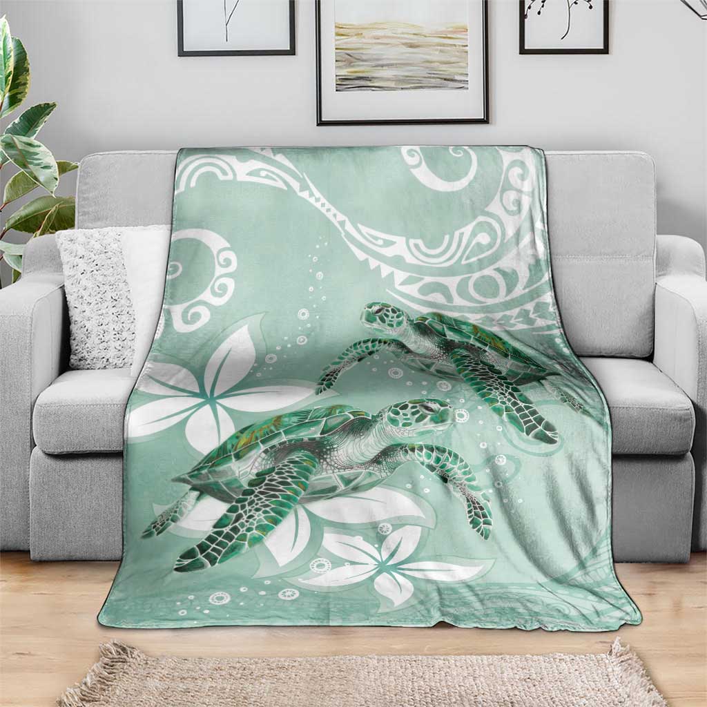 Happy Valentine's Day Polynesia Blanket SeaTurtle Couple Polynesian - Green Lester Color