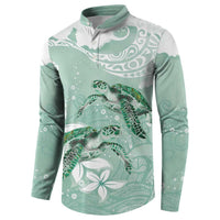 Happy Valentine's Day Polynesia Button Sweatshirt SeaTurtle Couple Polynesian - Green Lester Color