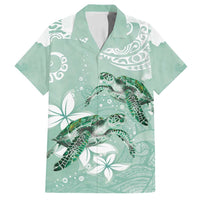 Happy Valentine's Day Polynesia Family Matching Off Shoulder Short Dress and Hawaiian Shirt SeaTurtle Couple Polynesian - Green Lester Color