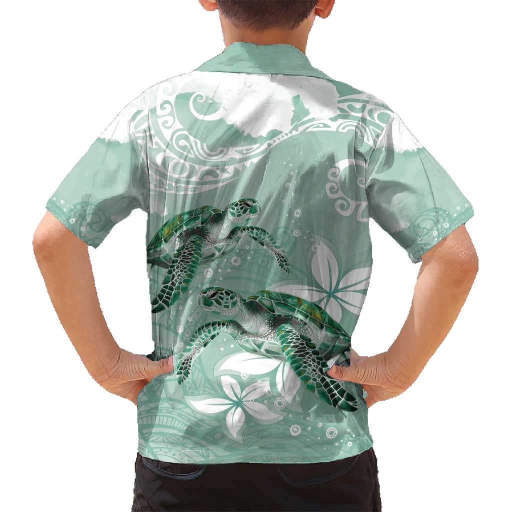 Happy Valentine's Day Polynesia Family Matching Tank Maxi Dress and Hawaiian Shirt SeaTurtle Couple Polynesian - Green Lester Color LT14 - Polynesian Pride