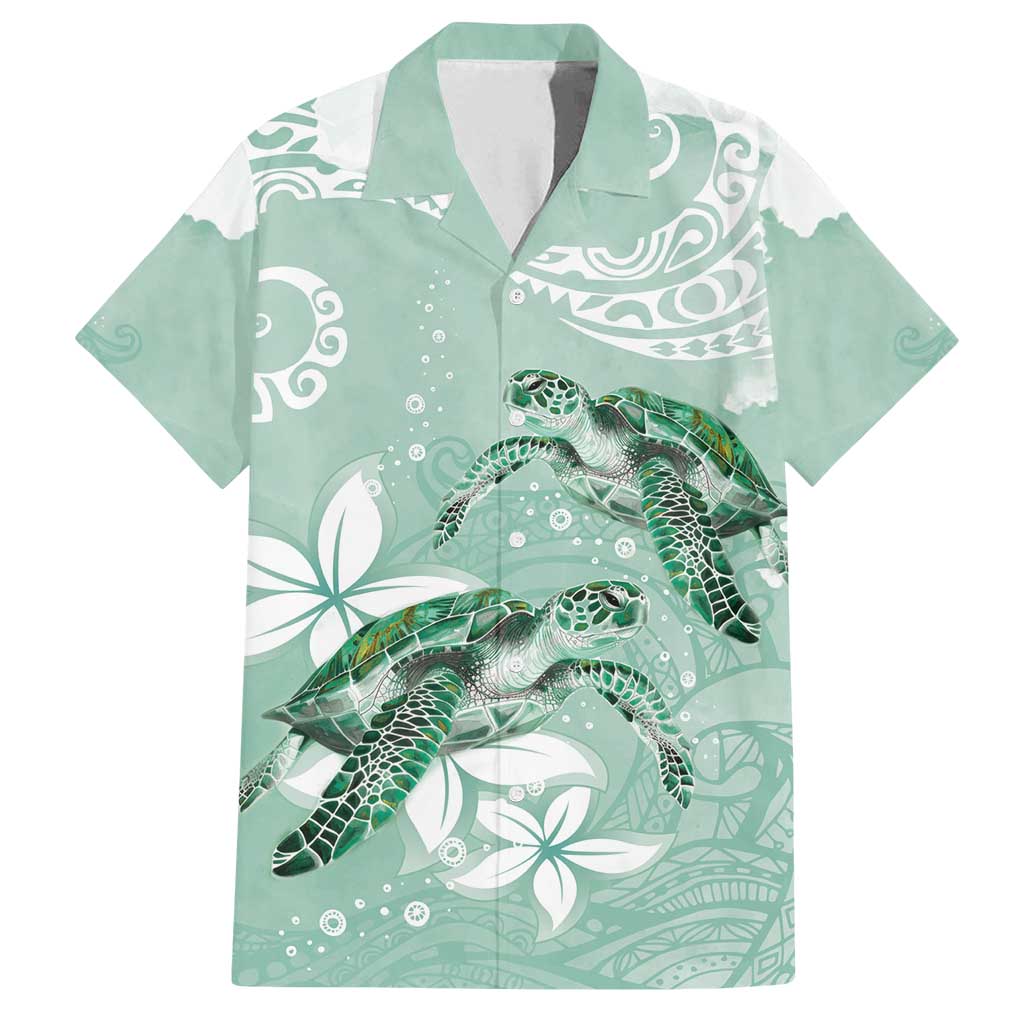 Happy Valentine's Day Polynesia Family Matching Tank Maxi Dress and Hawaiian Shirt SeaTurtle Couple Polynesian - Green Lester Color LT14 Dad's Shirt - Short Sleeve Green - Polynesian Pride