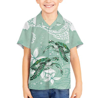 Happy Valentine's Day Polynesia Family Matching Tank Maxi Dress and Hawaiian Shirt SeaTurtle Couple Polynesian - Green Lester Color LT14 Son's Shirt Green - Polynesian Pride