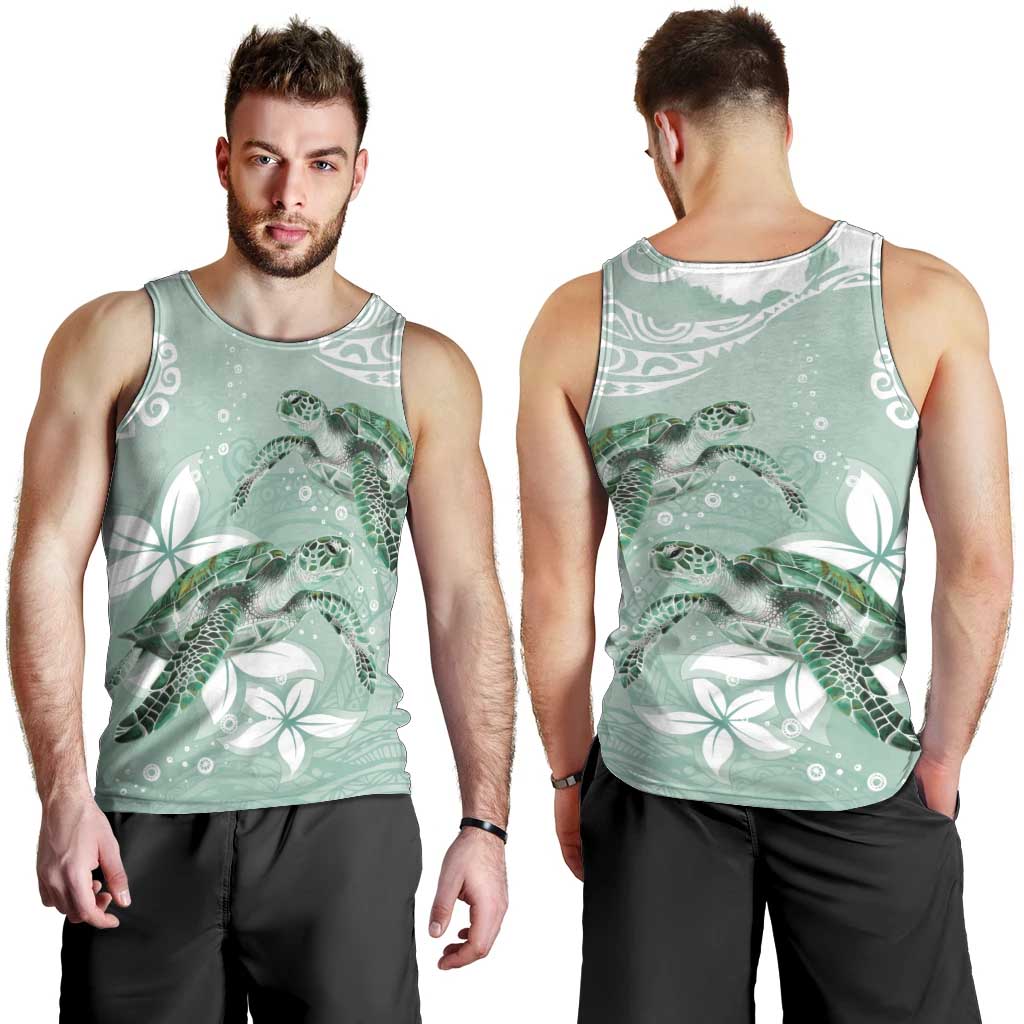Happy Valentine's Day Polynesia Men Tank Top SeaTurtle Couple Polynesian - Green Lester Color