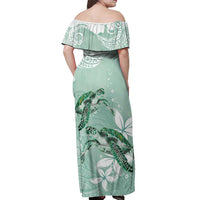Happy Valentine's Day Polynesia Off Shoulder Maxi Dress SeaTurtle Couple Polynesian - Green Lester Color LT14 - Polynesian Pride