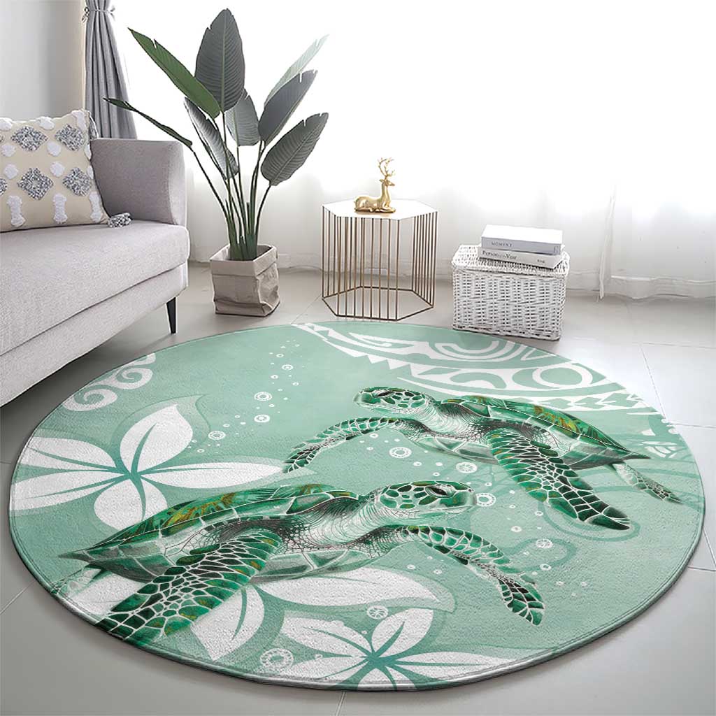 Happy Valentine's Day Polynesia Round Carpet SeaTurtle Couple Polynesian - Green Lester Color LT14 - Polynesian Pride