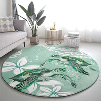 Happy Valentine's Day Polynesia Round Carpet SeaTurtle Couple Polynesian - Green Lester Color LT14 - Polynesian Pride
