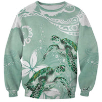Happy Valentine's Day Polynesia Sweatshirt SeaTurtle Couple Polynesian - Green Lester Color LT14 Unisex Green - Polynesian Pride