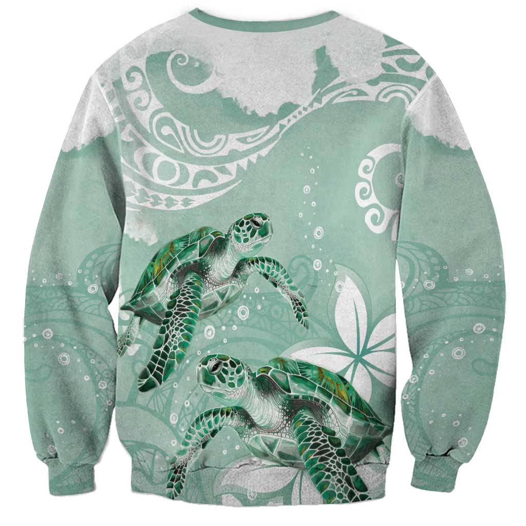 Happy Valentine's Day Polynesia Sweatshirt SeaTurtle Couple Polynesian - Green Lester Color LT14 - Polynesian Pride