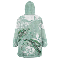 Happy Valentine's Day Polynesia Wearable Blanket Hoodie SeaTurtle Couple Polynesian - Green Lester Color