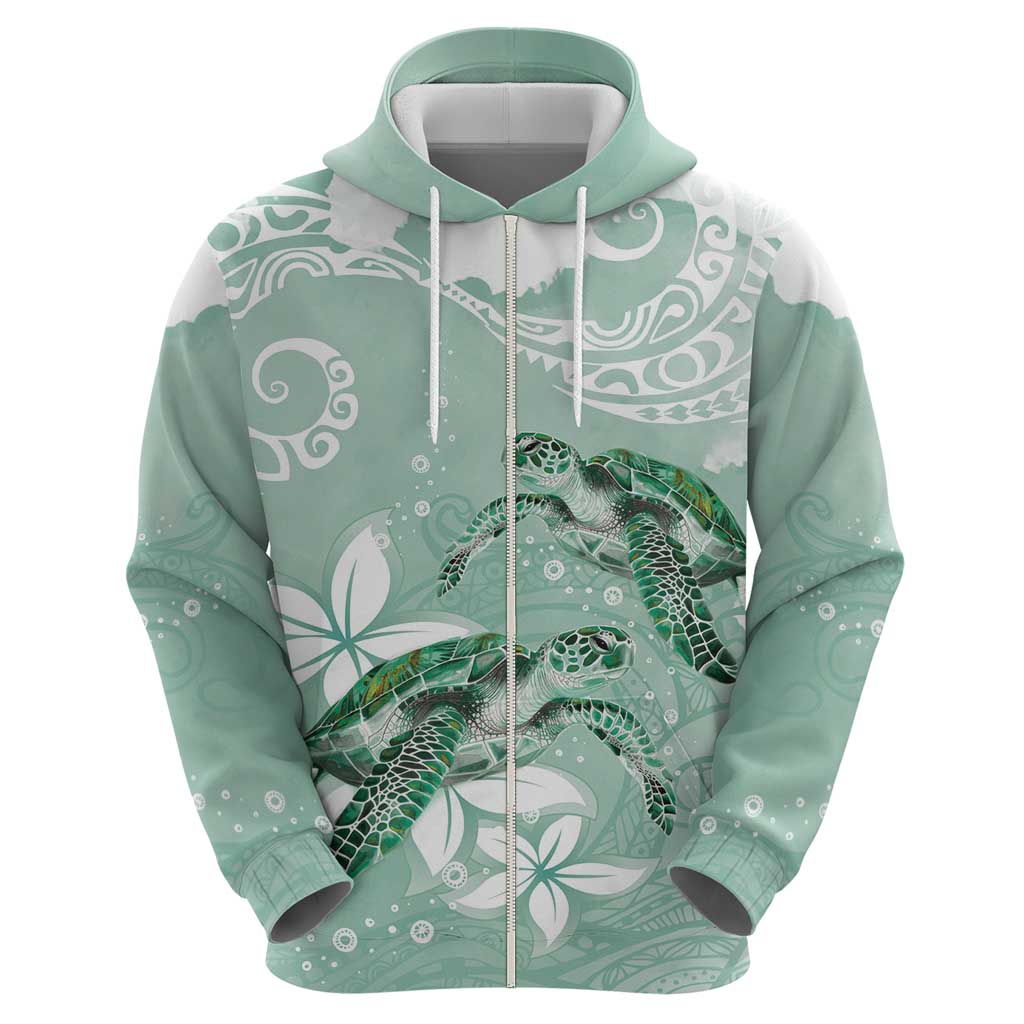 Happy Valentine's Day Polynesia Zip Hoodie SeaTurtle Couple Polynesian - Green Lester Color LT14 - Polynesian Pride