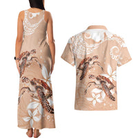 Happy Valentine's Day Polynesia Couples Matching Tank Maxi Dress and Hawaiian Shirt SeaTurtle Couple Polynesian - Desert Sand Color LT14 - Polynesian Pride