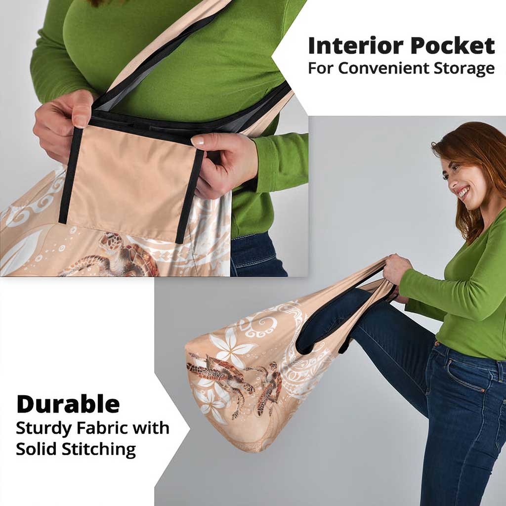 Happy Valentine's Day Polynesia Grocery Bag SeaTurtle Couple Polynesian - Desert Sand Color