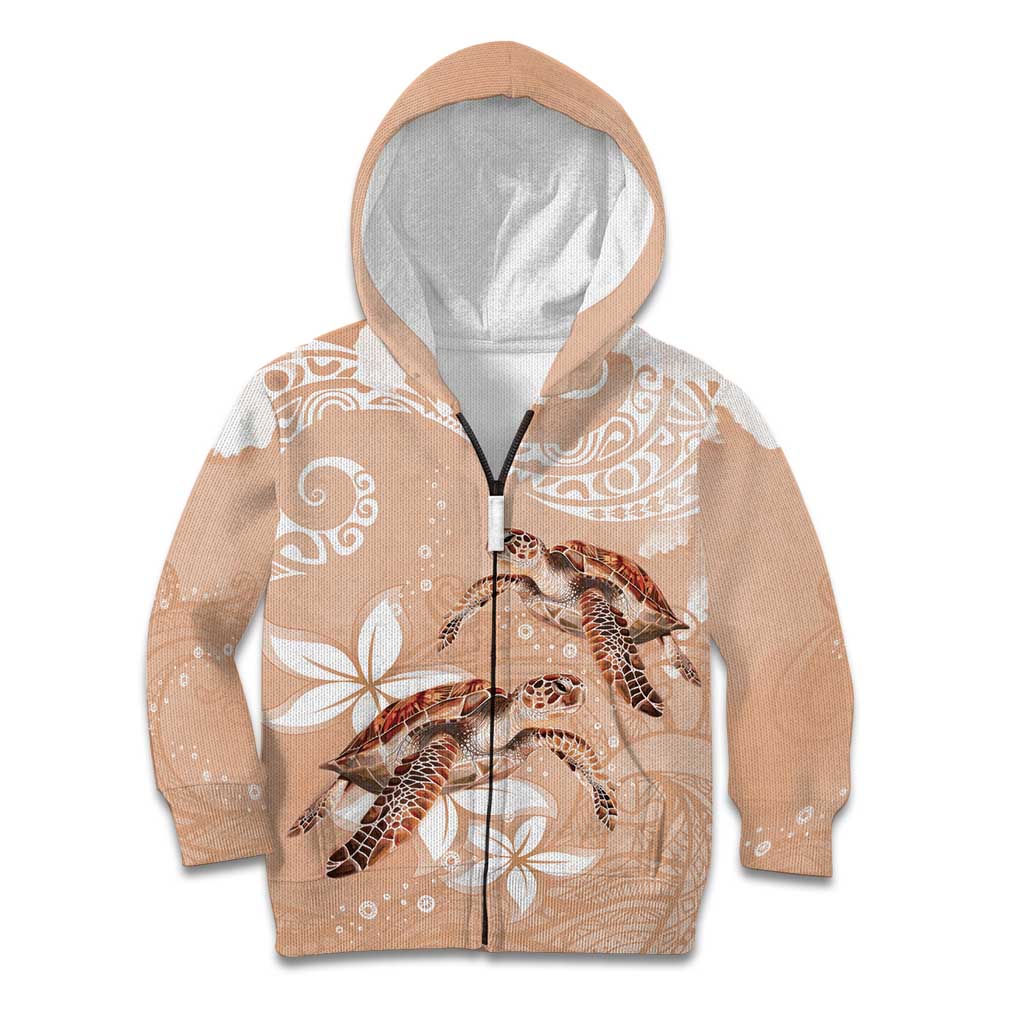 Happy Valentine's Day Polynesia Kid Hoodie SeaTurtle Couple Polynesian - Desert Sand Color
