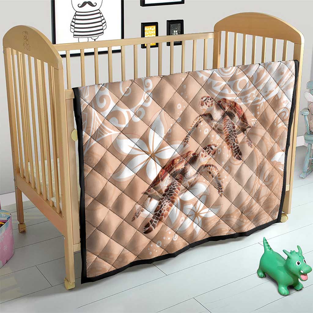 Happy Valentine's Day Polynesia Quilt SeaTurtle Couple Polynesian - Desert Sand Color