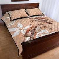 Happy Valentine's Day Polynesia Quilt Bed Set SeaTurtle Couple Polynesian - Desert Sand Color