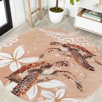 Happy Valentine's Day Polynesia Round Carpet SeaTurtle Couple Polynesian - Desert Sand Color LT14 Desert Sand - Polynesian Pride