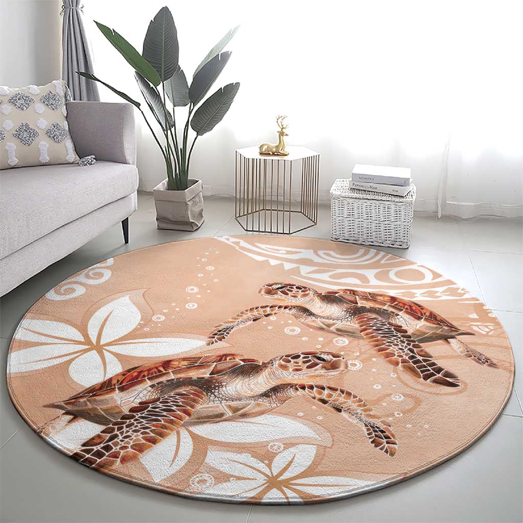 Happy Valentine's Day Polynesia Round Carpet SeaTurtle Couple Polynesian - Desert Sand Color LT14 - Polynesian Pride