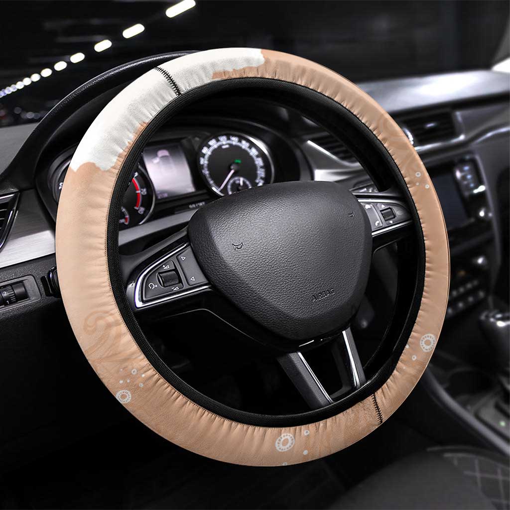 Happy Valentine's Day Polynesia Steering Wheel Cover SeaTurtle Couple Polynesian - Desert Sand Color LT14 Universal Fit Desert Sand - Polynesian Pride