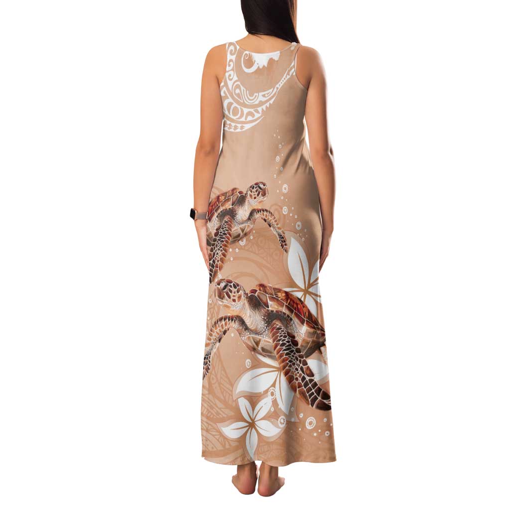 Happy Valentine's Day Polynesia Tank Maxi Dress SeaTurtle Couple Polynesian - Desert Sand Color LT14 - Polynesian Pride