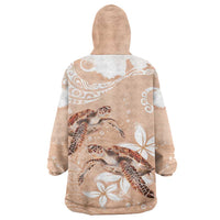 Happy Valentine's Day Polynesia Wearable Blanket Hoodie SeaTurtle Couple Polynesian - Desert Sand Color