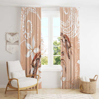 Happy Valentine's Day Polynesia Window Curtain SeaTurtle Couple Polynesian - Desert Sand Color
