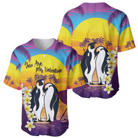 Hawaii Penguin Couple Baseball Jersey You Are My Valentine - Tropical Sunset Vibes LT14 - Polynesian Pride