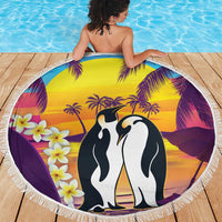 Hawaii Penguin Couple Beach Blanket You Are My Valentine - Tropical Sunset Vibes