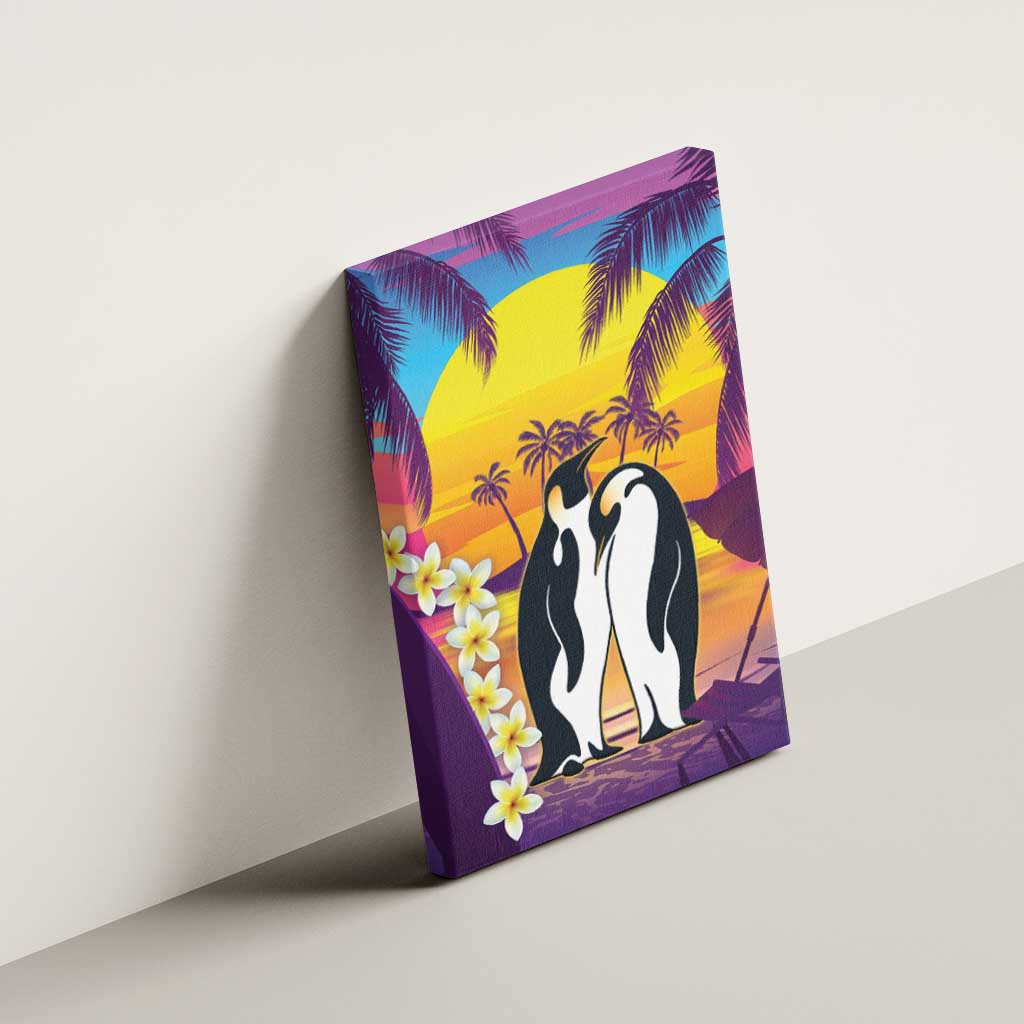 Hawaii Penguin Couple Canvas Wall Art You Are My Valentine - Tropical Sunset Vibes